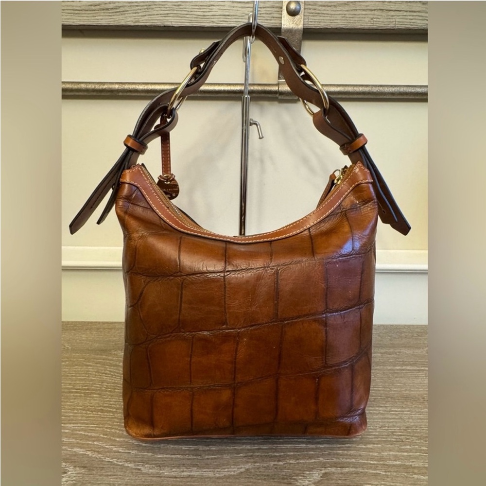 Dooney & Bourke Crocodile printBrown Leather Hobo Bag with Gold Hardware - Picture 4 of 8